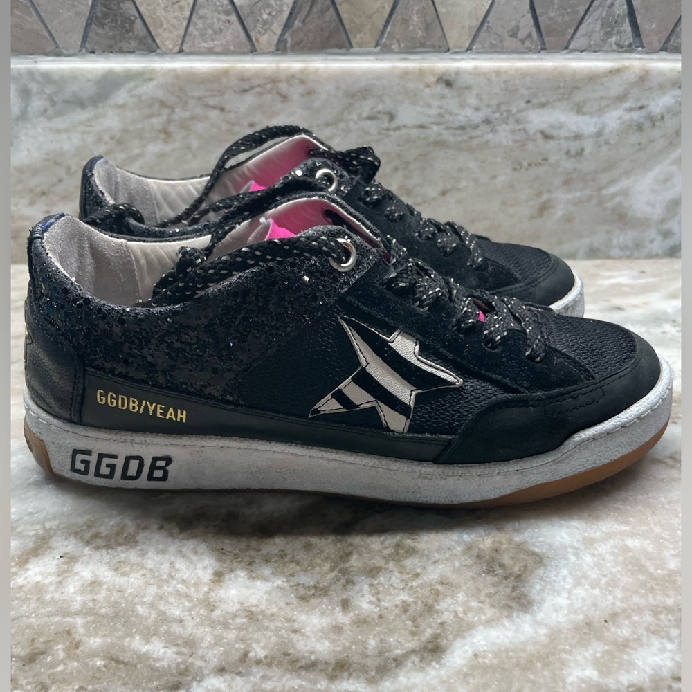 Golden Goose Black and White Women's Shoes Zebra Star